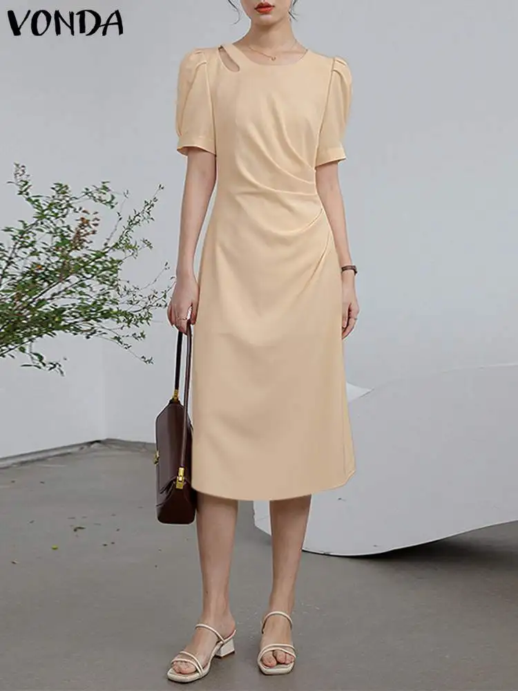 Women Elegant Dress 2023 Fashion Solid Color Short Sleeve Sundress VONDA Casual Midi Party Dress Casual Loose Robe Femme
Women Elegant Dress 2023 Fashion Solid Color Short Sleeve Sundress VONDA Casual Midi Party Dress Casual Loose Robe Femme