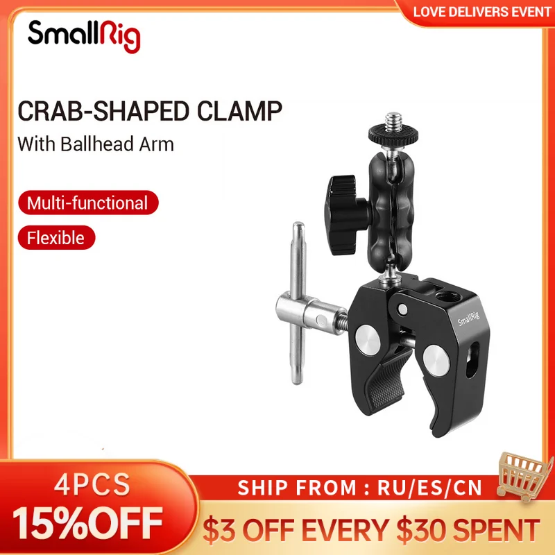 SmallRig Multi-Functional Crab-Shaped Clamp with Ballhead Arm For DJI stabilizer/Freefly Stabilizer/Video C-stand Clamp Kit 2161
SmallRig Multi-Functional Crab-Shaped Clamp with Ballhead Arm For DJI stabilizer/Freefly Stabilizer/Video C-stand Clamp Kit 2161