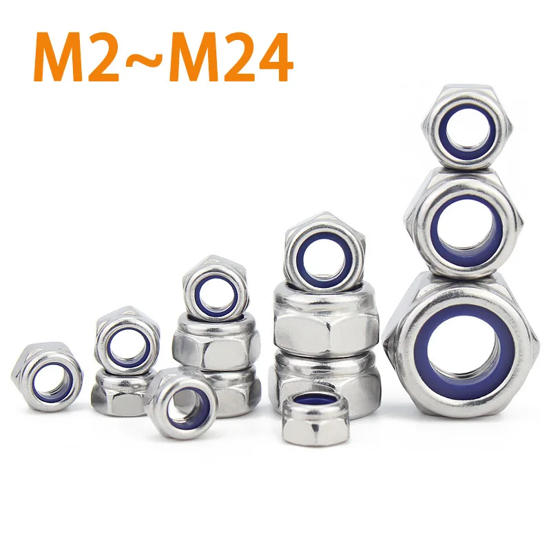 

Nylon Lock Nut 1/2/5/20Pcs DIN985 M2 M2.5 M3 M4 M5M6 M8 304 Stainless Steel Nylon Self-locking Hex Nuts Locknut Slip Lock Nut