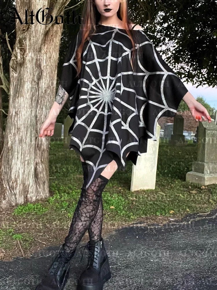 AltGoth Mall Gothic Spider Web Cloak Dress Women Halloween Streetwear Harajuku Y2k E-girl Irregular Hem Shawl Emo Alt Clothes
AltGoth Mall Gothic Spider Web Cloak Dress Women Halloween Streetwear Harajuku Y2k E-girl Irregular Hem Shawl Emo Alt Clothes