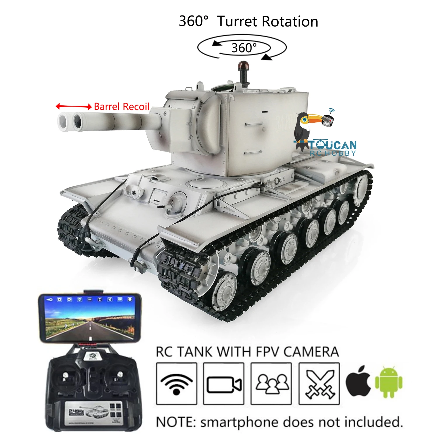 Heng Long Upgraded Ver 1/16 TK7.0 FPV Soviet KV-2 Gigant RC Tank 3949 360° Turret Metal Tracks BB Shooting Military Model Toy
Heng Long Upgraded Ver 1/16 TK7.0 FPV Soviet KV-2 Gigant RC Tank 3949 360° Turret Metal Tracks BB Shooting Military Model Toy