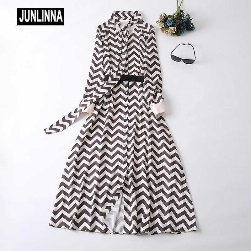 JUNLINNA Fashion Runway Dress Autumn New Women Geometric Printed Midi Vestidos Scarf Belt Elegant High Street
JUNLINNA Fashion Runway Dress Autumn New Women Geometric Printed Midi Vestidos Scarf Belt Elegant High Street