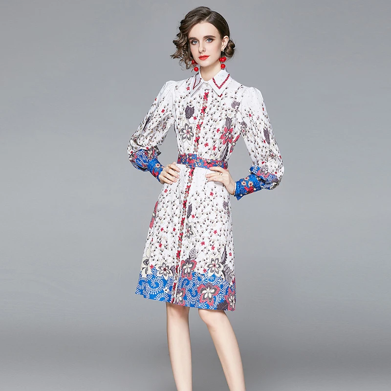 Women Spring Designer Elegant Print Shirt Dress Woman Long Sleeve Lapel Cocktail Party Robe Female Vinatge Dresses Vestidos
Women Spring Designer Elegant Print Shirt Dress Woman Long Sleeve Lapel Cocktail Party Robe Female Vinatge Dresses Vestidos