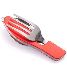 Multifunction Folding Cutlery Set Stainless Steel Detachable Knife Fork Spoon Outdoor Sports Camping Picnic Travel Tableware Kit