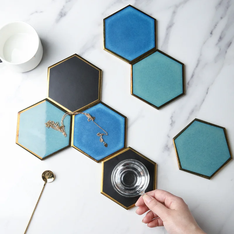 Luxury hexagon Ceramic Cup Coaster Europe Phnom Penh Table Cushion Cup pad Coffee Tea Tablemat Black Green non slip placemat
Luxury hexagon Ceramic Cup Coaster Europe Phnom Penh Table Cushion Cup pad Coffee Tea Tablemat Black Green non slip placemat