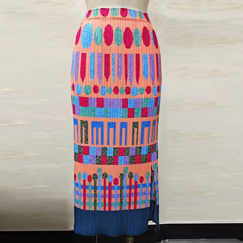 2022 Summer Spring Pleated Printing Split Straight Skirt Women High Elastic Waist Contrast Color Bohemian Style For Female Skirt
2022 Summer Spring Pleated Printing Split Straight Skirt Women High Elastic Waist Contrast Color Bohemian Style For Female Skirt