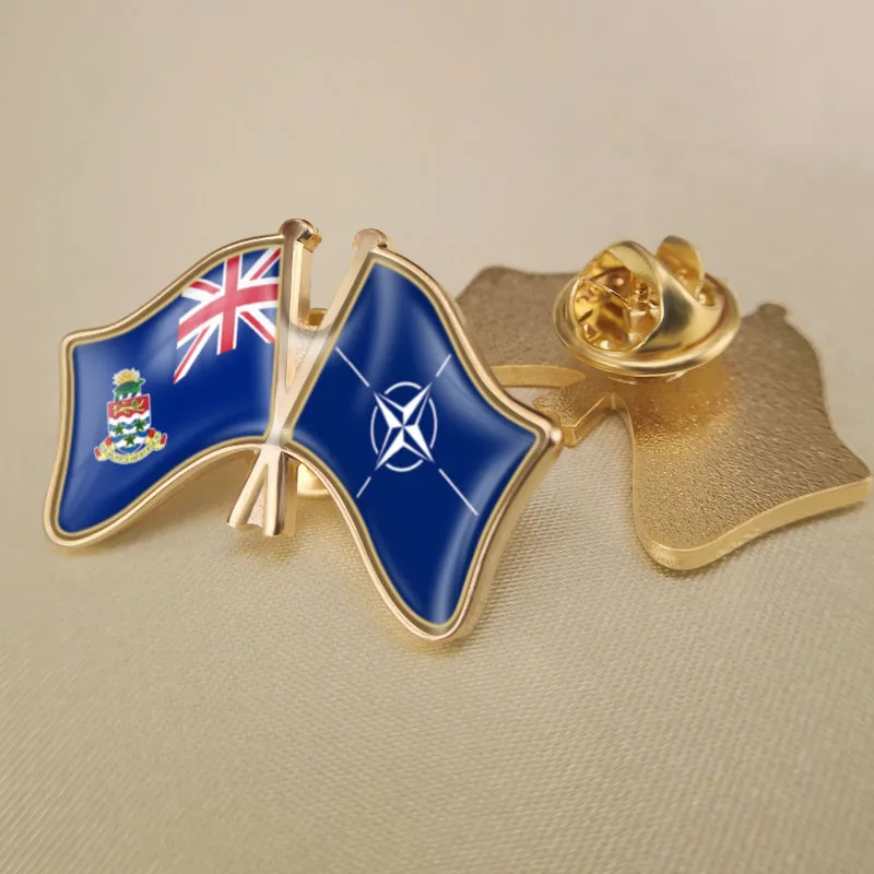 Cayman Islands and NATO North Atlantic Treaty Organization Crossed Double Friendship Flags Lapel Pins Brooch Badges
Cayman Islands and NATO North Atlantic Treaty Organization Crossed Double Friendship Flags Lapel Pins Brooch Badges