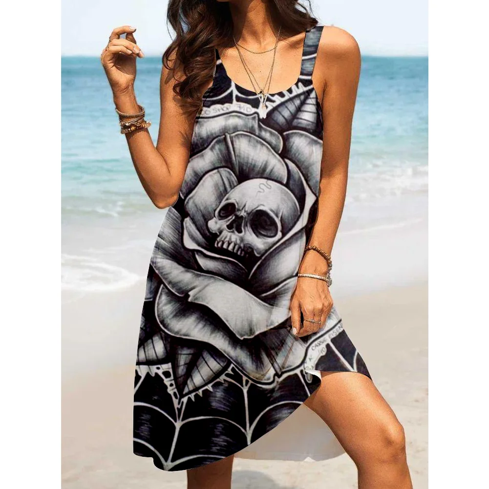 Skull Print Shirt Dress Women Summer Beach Sexy Dress Women Strap Dresses Streetwear Hip Boho Female O-Neck Sleeveless Dresses
Skull Print Shirt Dress Women Summer Beach Sexy Dress Women Strap Dresses Streetwear Hip Boho Female O-Neck Sleeveless Dresses