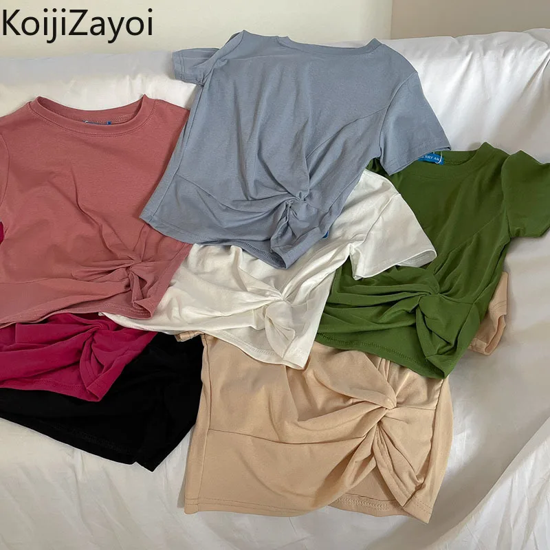 Koijizayoi Casual Women Solid Corpped T-shirt Short Sleeves O Neck Lady Summer New Outwear Tees Tops All Match Outwear Tshirts
Koijizayoi Casual Women Solid Corpped T-shirt Short Sleeves O Neck Lady Summer New Outwear Tees Tops All Match Outwear Tshirts