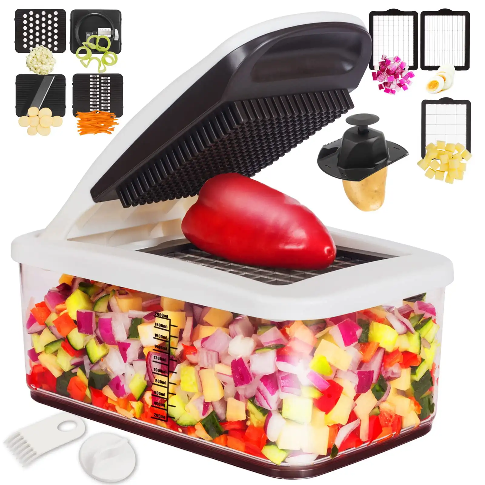 Vegetable Chopper, Extra Large Pro Food Chopper with 2.6-Quart Container & E-Recipes, Multi 10-in-1 Onion Chopper Vegetable Cutt
Vegetable Chopper, Extra Large Pro Food Chopper with 2.6-Quart Container & E-Recipes, Multi 10-in-1 Onion Chopper Vegetable Cutt
