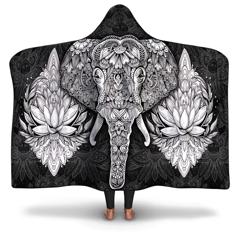 Lord Ganesha Elephant Mandala Hooded Blanket - Lotus Flowers, Spiritual Visionary Blanket, Hindu Throw, Premium Plush Sherpa Fab 
Lord Ganesha Elephant Mandala Hooded Blanket - Lotus Flowers, Spiritual Visionary Blanket, Hindu Throw, Premium Plush Sherpa Fab
