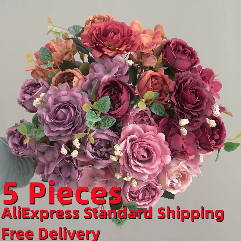 YOSMORLIL 5Pcs Silk Peony Hydrangea Bouquet Wedding Christmas Decorations for Home Garden Rose Retro Artificial Flowers
YOSMORLIL 5Pcs Silk Peony Hydrangea Bouquet Wedding Christmas Decorations for Home Garden Rose Retro Artificial Flowers