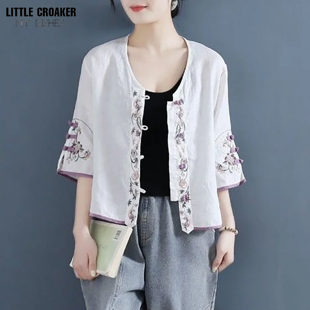 New 2022 Women Clothing Flower Embroidery Tops Tang Costume Chinese Style Shirts Traditional Cheongsam Blouse for Lady Female
New 2022 Women Clothing Flower Embroidery Tops Tang Costume Chinese Style Shirts Traditional Cheongsam Blouse for Lady Female