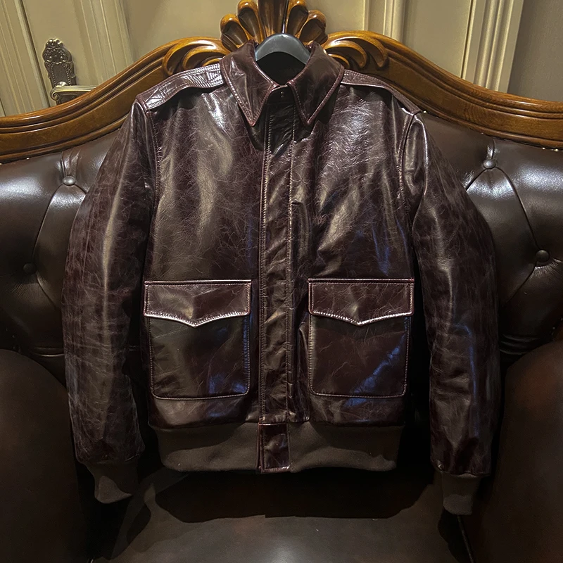 A2 Flight Jacket Imported Wax Dyed Glass Light Cowhide Retro Color Genuine Leather Jacket Men’s Coat Pure Cowhide Leather Jacket
A2 Flight Jacket Imported Wax Dyed Glass Light Cowhide Retro Color Genuine Leather Jacket Men’s Coat Pure Cowhide Leather Jacket