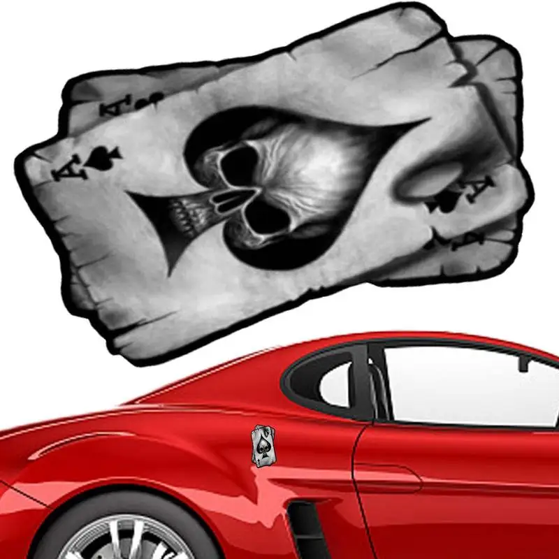 

Наклейки на покерную карту, Хэллоуин, украшения для автомобиля, внешние страшные наклейки на автомобиль с искусственным тузом и пиками, наклейки на автомобиль с зомби