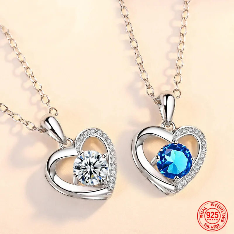 925 Silver Heart Blue Crystal Necklace Chains For Women Girls Valentine's Day Jewelry Gift
925 Silver Heart Blue Crystal Necklace Chains For Women Girls Valentine's Day Jewelry Gift