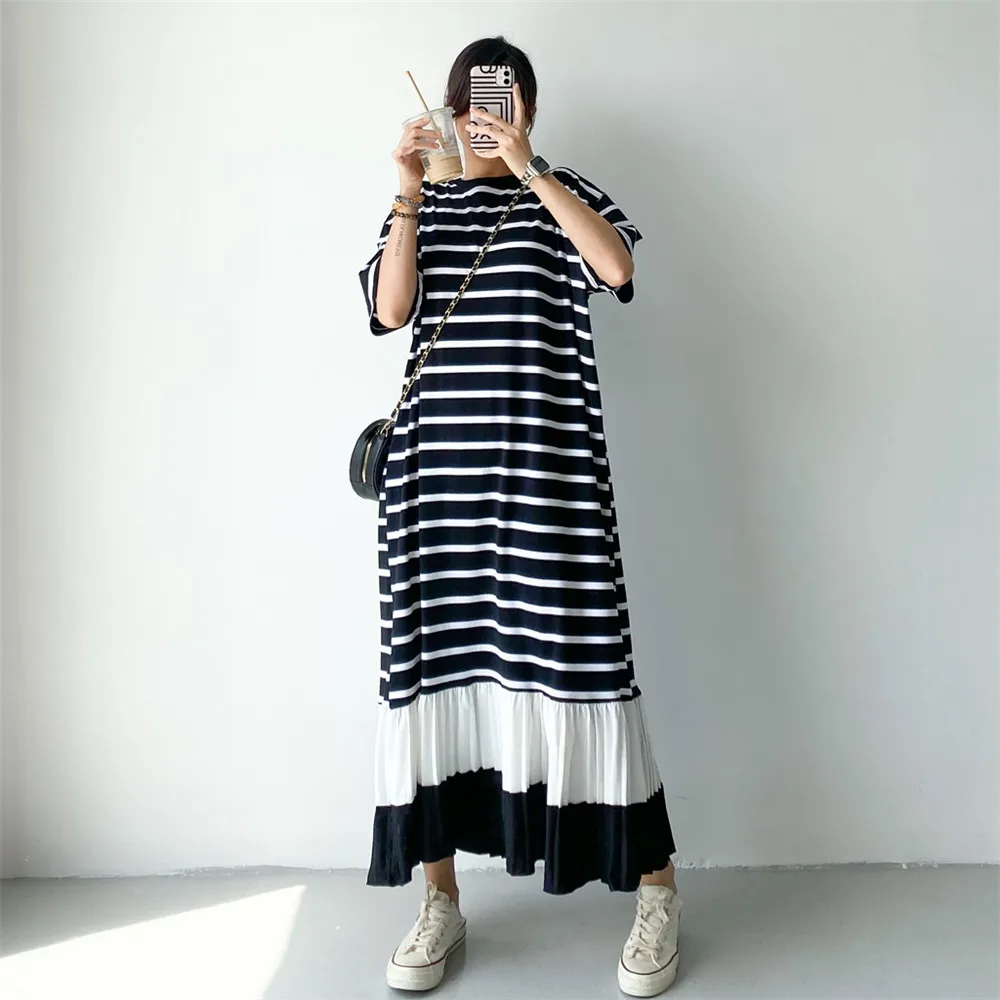 Dress Long Colorblock Pleated Maxi Dress Casual Loose Lazy Striped Patchwork Dress Japan Korean Summer Spring New Fashion 2022
Dress Long Colorblock Pleated Maxi Dress Casual Loose Lazy Striped Patchwork Dress Japan Korean Summer Spring New Fashion 2022