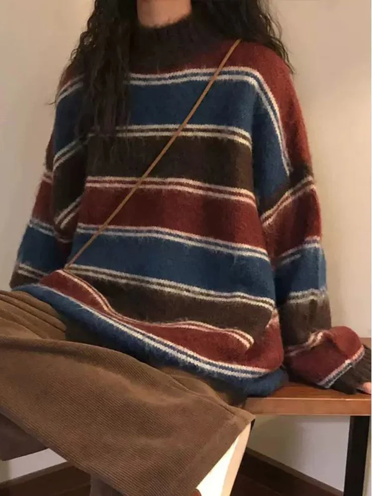 Jmprs Harajuku Y2K Striped Sweater Women Streetwear Retro Oversize Knitted Pullover Loose Korean Casual All Match Vintage Tops
Jmprs Harajuku Y2K Striped Sweater Women Streetwear Retro Oversize Knitted Pullover Loose Korean Casual All Match Vintage Tops