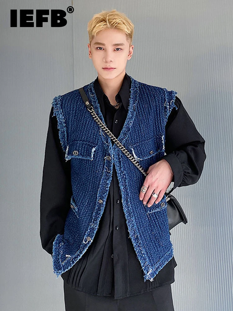 IEFB Korean Style Texture Men Casual Denim Vest 2022 New Fashionable Loose Top Solid Color Loose Single Breasted 9A1612
IEFB Korean Style Texture Men Casual Denim Vest 2022 New Fashionable Loose Top Solid Color Loose Single Breasted 9A1612