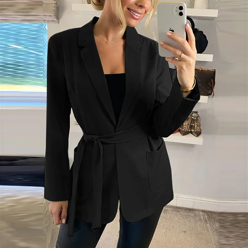 Элегантный однотонный деловой блейзер с отложным воротником, Женская шикарная облегающая верхняя одежда на шнуровке, Женский трендовый пиджак, весна-осень 2023
Элегантный однотонный деловой блейзер с отложным воротником, Женская шикарная облегающая верхняя одежда на шнуровке, Женский трендовый пиджак, весна-осень 2023