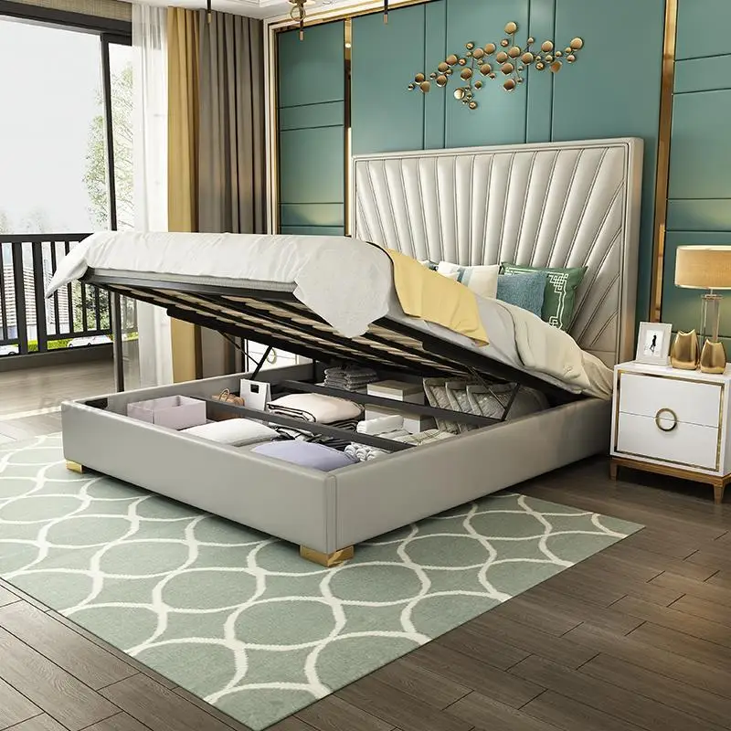 Modern leather bed White Bed furniture King Size Bed frame luxury head board latex mattress nightstand Bedroom set
Modern leather bed White Bed furniture King Size Bed frame luxury head board latex mattress nightstand Bedroom set