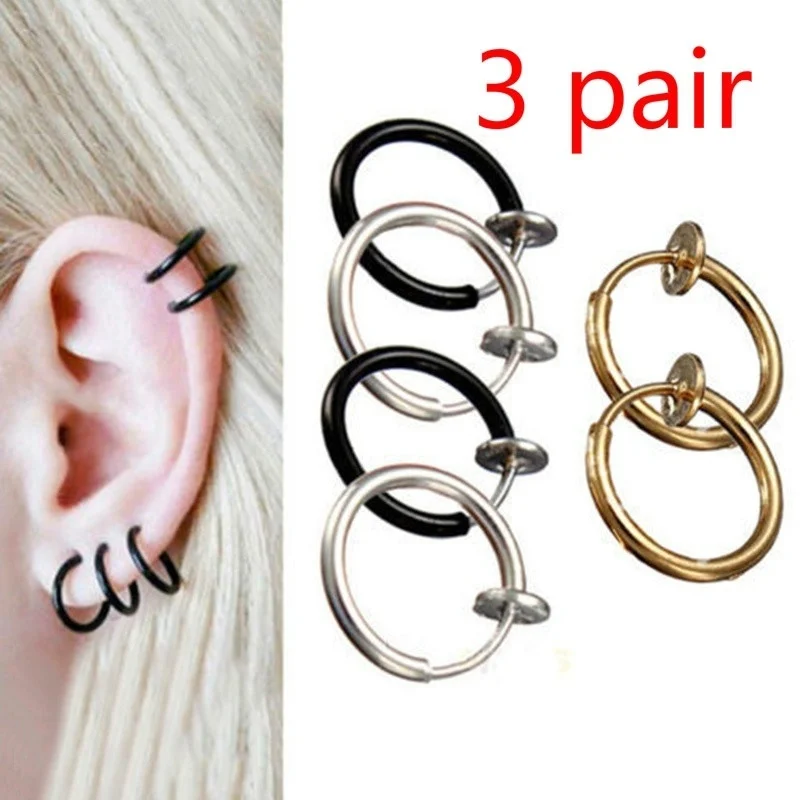 Celeb 3 Pair Fake Nose Lips Ring Spring Clip Hoop Earring Unisex Piercing Septum 
Celeb 3 Pair Fake Nose Lips Ring Spring Clip Hoop Earring Unisex Piercing Septum