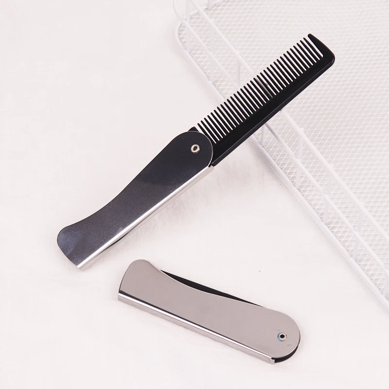 Portable Stainless Steel Handle Plastic Teeth Folding Comb Men's Beard Styling Hair Combs Suitable For Travel Outdoor 
Portable Stainless Steel Handle Plastic Teeth Folding Comb Men's Beard Styling Hair Combs Suitable For Travel Outdoor