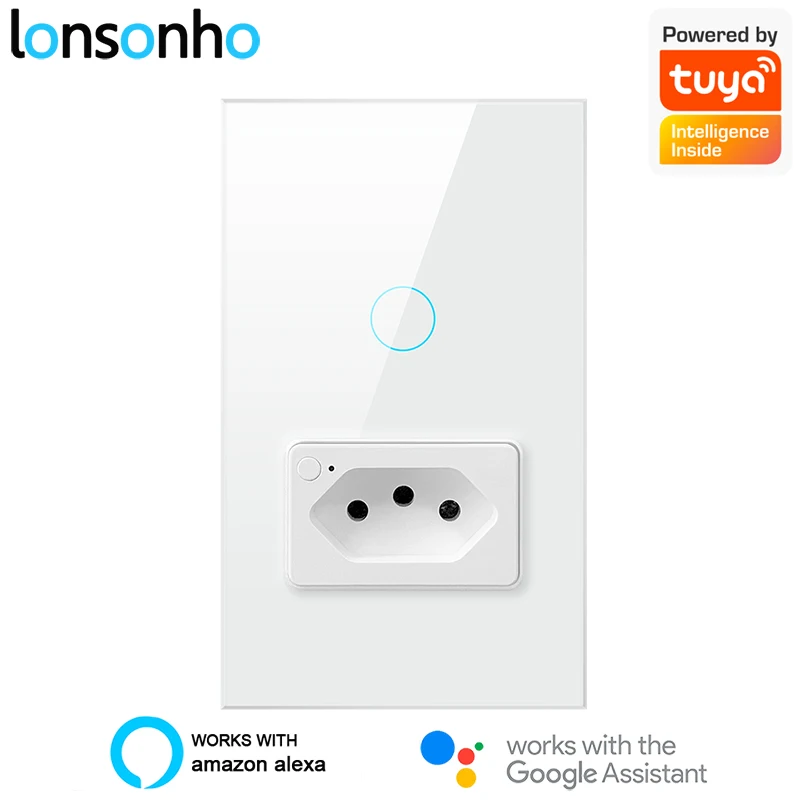 Lonsonho WiFi умный выключатель с бразильской розеткой Tuya Smartlife беспроводной пульт дистанционного управления Сенсорный светильник ель света сов...
Lonsonho WiFi умный выключатель с бразильской розеткой Tuya Smartlife беспроводной пульт дистанционного управления Сенсорный светильник ель света сов...