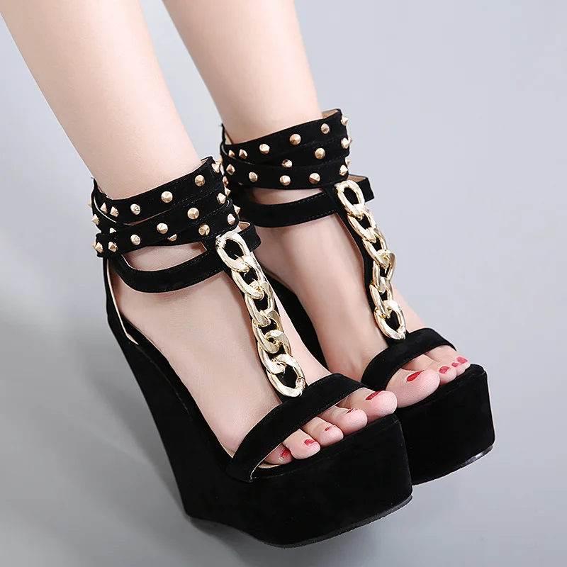 

Comemore 2021 New Gladiator Female Summer High Heels Fashion Sandals Chain Platform Wedges Shoes For Women Sandaleas De Mujer 40