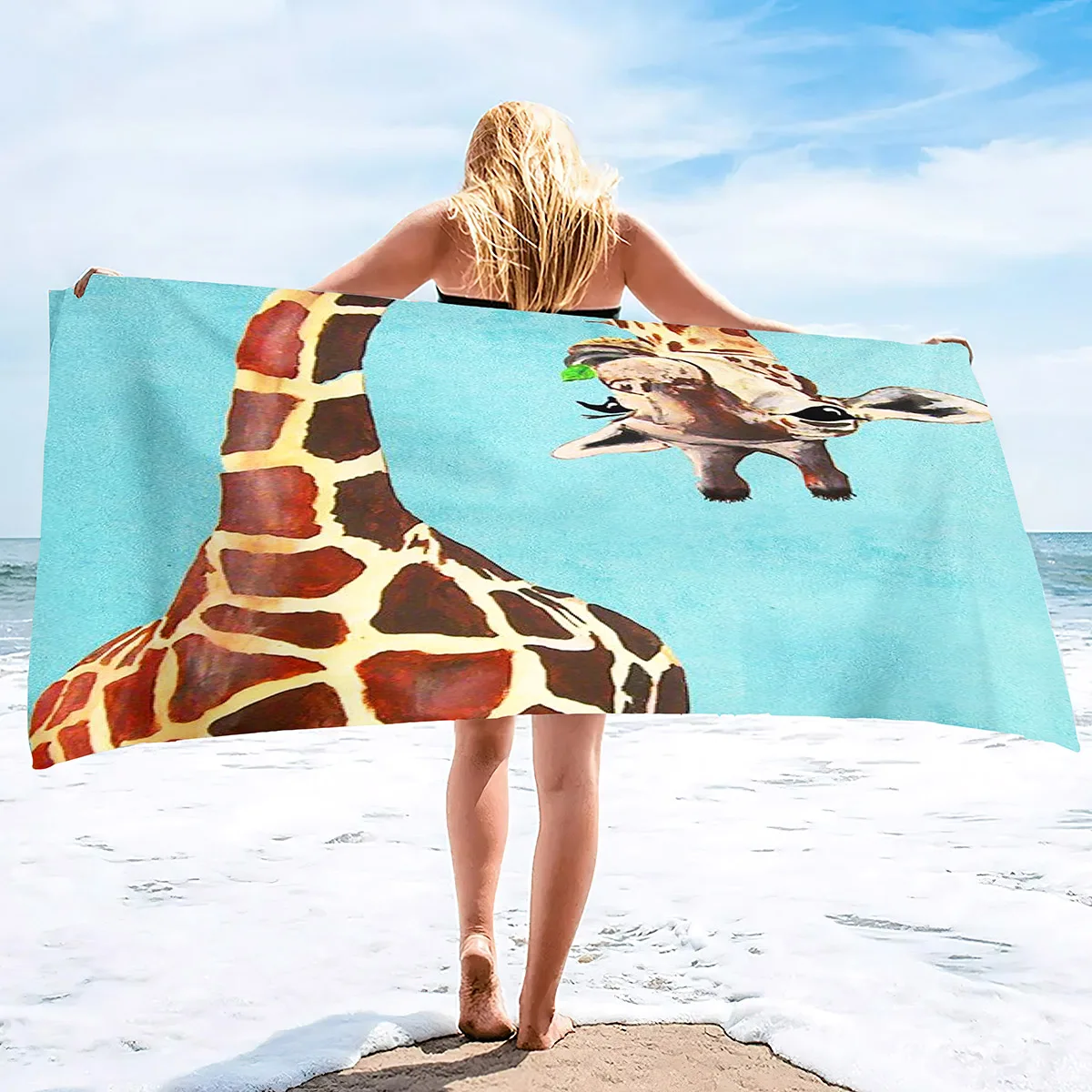 

Cute Funny Giraffe Microfiber Bath Towel Gifts for Kids Women,Sand Free Quick Dry Travel Towels,Extra Large Absorbent Pool Towel