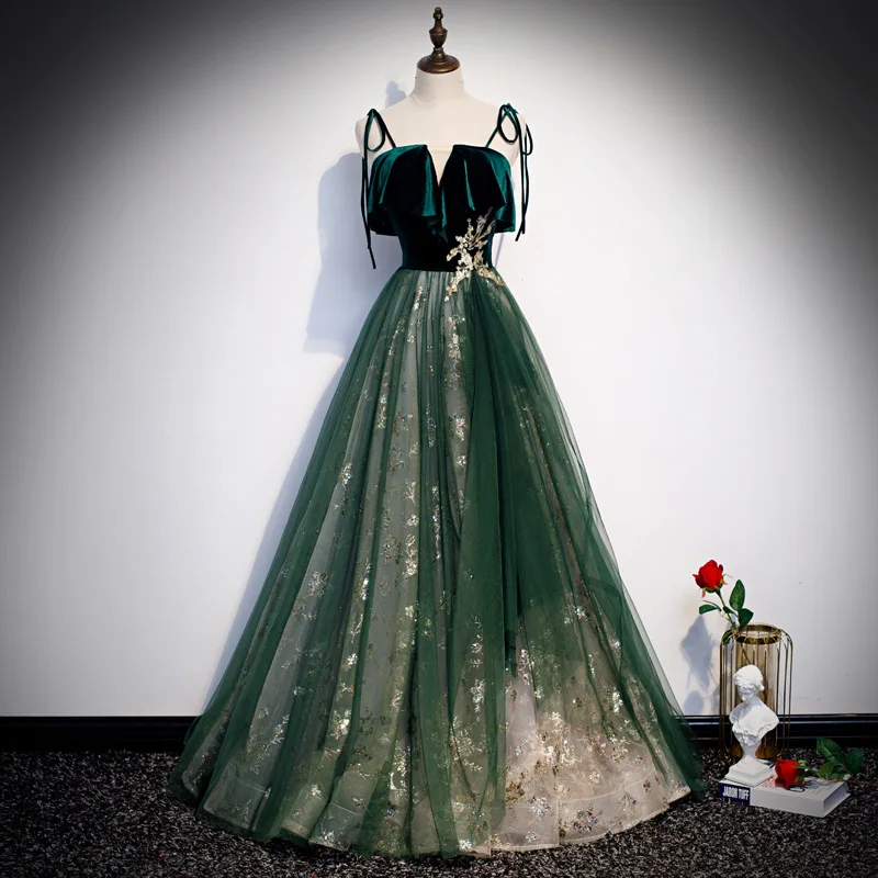 2022 New Elegant Evening Dress Tube Top Suspenders Open Back Beaded Dark Green Long Starry Sky Dress Banquet Dress Women Hot
2022 New Elegant Evening Dress Tube Top Suspenders Open Back Beaded Dark Green Long Starry Sky Dress Banquet Dress Women Hot