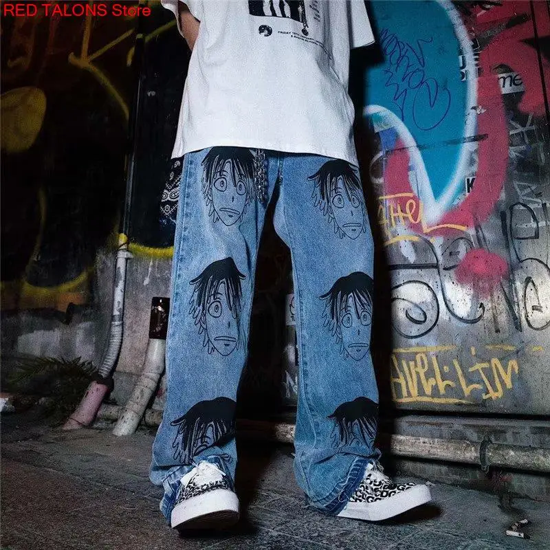 2022Korea Fashion Cool Jeans High Street Anime printed Straight Pants Hip-Hop Full Match Wide Legs Pants Floor Pants Harun Pants
2022Korea Fashion Cool Jeans High Street Anime printed Straight Pants Hip-Hop Full Match Wide Legs Pants Floor Pants Harun Pants