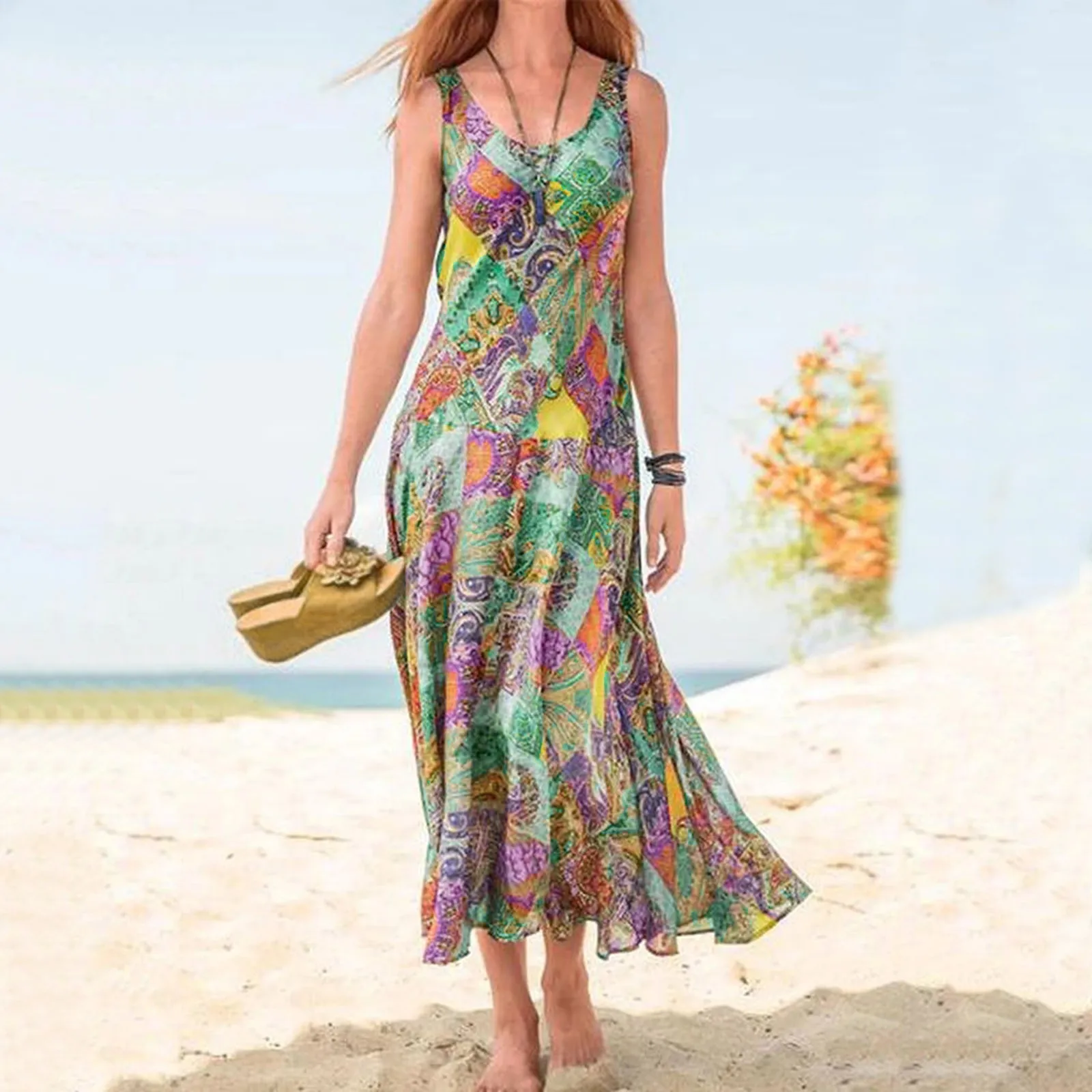 Casual Bohemian Maxi Dresses For Women Summer Sleeveless Sundress U Neck Holiday Long Dresses Ladies Beach Vacation Robes
Casual Bohemian Maxi Dresses For Women Summer Sleeveless Sundress U Neck Holiday Long Dresses Ladies Beach Vacation Robes