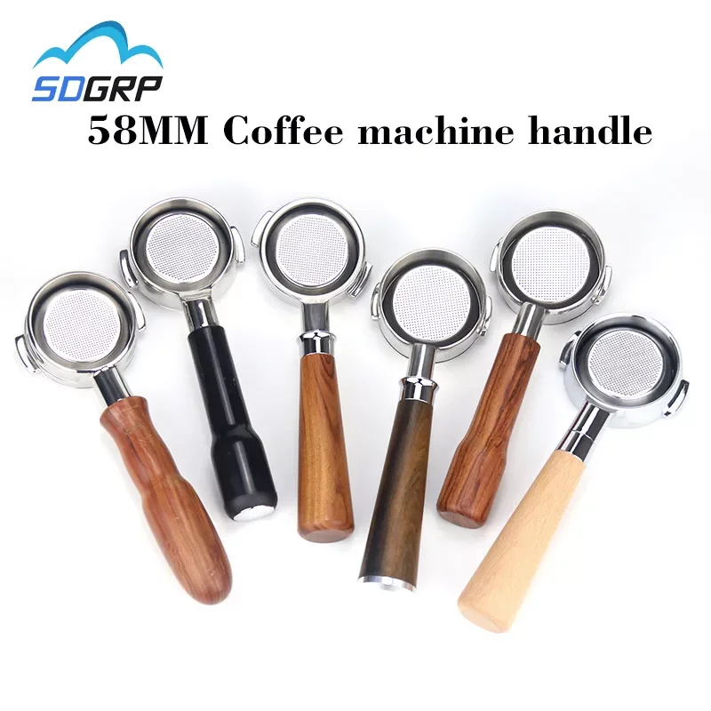 58MM Stainless Steel Double Ear Coffee Machine Handle Bottomless Filter Portafilter Universal Wooden E61 Espresso Coffee Tools
58MM Stainless Steel Double Ear Coffee Machine Handle Bottomless Filter Portafilter Universal Wooden E61 Espresso Coffee Tools