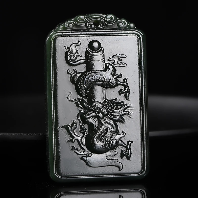 New Natural Hetian cyan Jade Carving Dragon Black Green Pendant Jadeite Charm Necklace Exquisite Jewelry Men Women with Chain
New Natural Hetian cyan Jade Carving Dragon Black Green Pendant Jadeite Charm Necklace Exquisite Jewelry Men Women with Chain