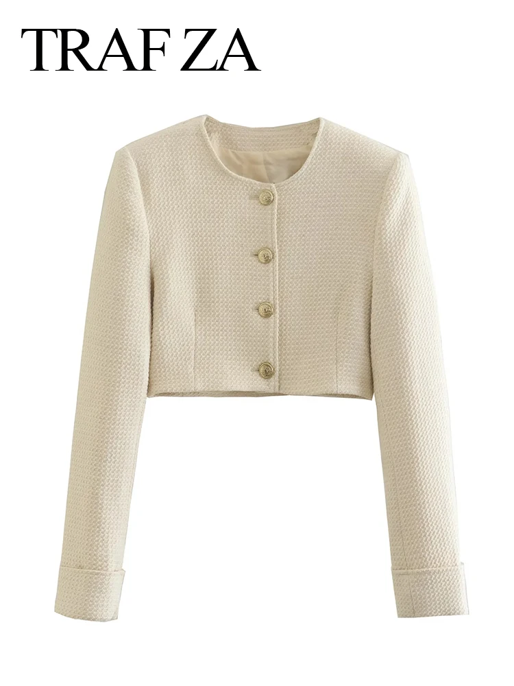 TRAF ZA Women's Textured Short Jacket 2022 Autumn Round Neck Single Breasted Long Sleeve Top Female Solid Retro Elegant Jacket
TRAF ZA Women's Textured Short Jacket 2022 Autumn Round Neck Single Breasted Long Sleeve Top Female Solid Retro Elegant Jacket