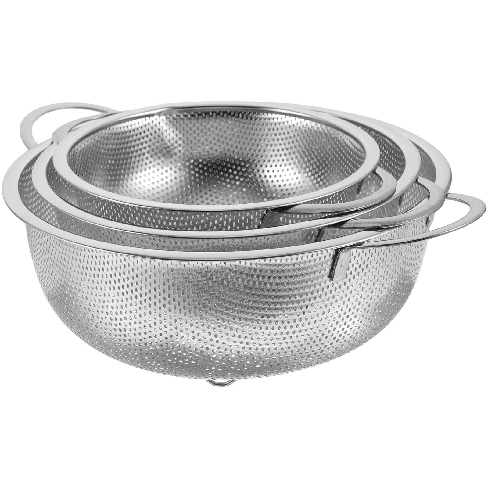 3pcs Stainless Steel Strainers Double Handle Strainers Kitchen Fruit Drain Baskets
3pcs Stainless Steel Strainers Double Handle Strainers Kitchen Fruit Drain Baskets