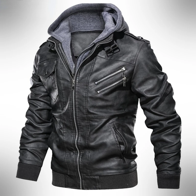 Men's Motorcycle Leather Jacket Hat Removable Male Causal Outwear Coats Streetwear Windbreaker Biker PU Hooded Jackets Eu Size
Men's Motorcycle Leather Jacket Hat Removable Male Causal Outwear Coats Streetwear Windbreaker Biker PU Hooded Jackets Eu Size