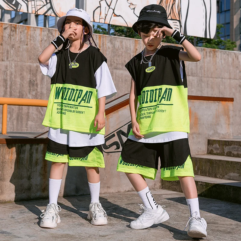 Children'S Hip-Hop Dance Costumes Summer Boys Loose Sleeveless Tops Shorts Jazz Drum Outfits Girls Performance Costumes 120-170
Children'S Hip-Hop Dance Costumes Summer Boys Loose Sleeveless Tops Shorts Jazz Drum Outfits Girls Performance Costumes 120-170