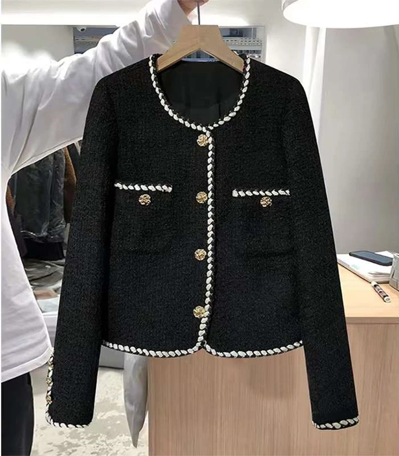 Black Tweed Jacket Luxury Women 2023 Fall Woven Short Coat Korean Long Sleeve Single Breasted Cropped Jacket White Tweed Jacket
Black Tweed Jacket Luxury Women 2023 Fall Woven Short Coat Korean Long Sleeve Single Breasted Cropped Jacket White Tweed Jacket