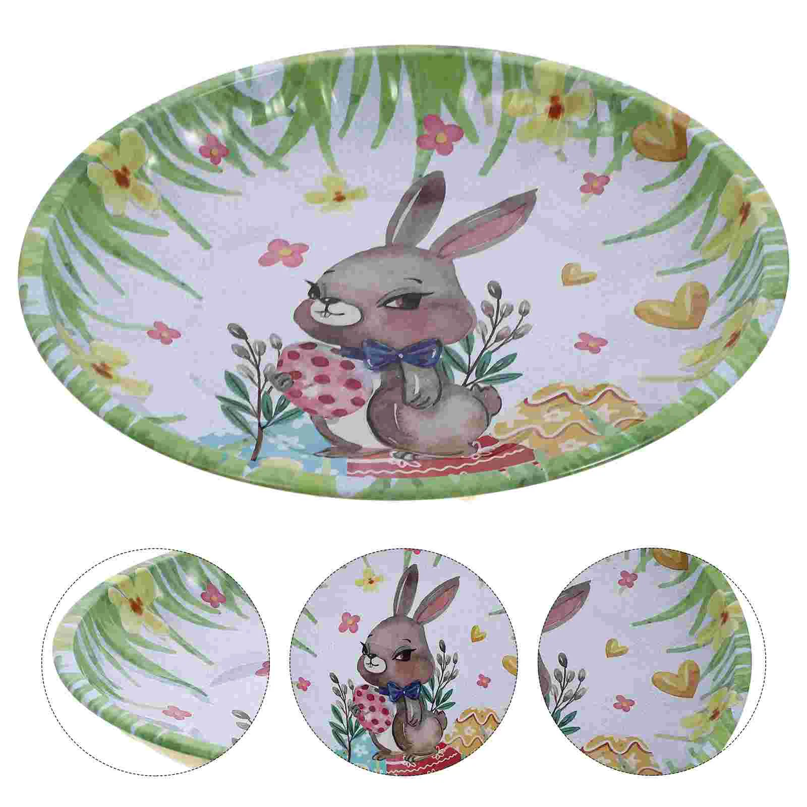 

Plate Easter Tray Party Fruit Plates Bunny Serving Dessert Rabbit Appetizer Dish Snack Storage Iron Trays Platter Nut Farmhouse