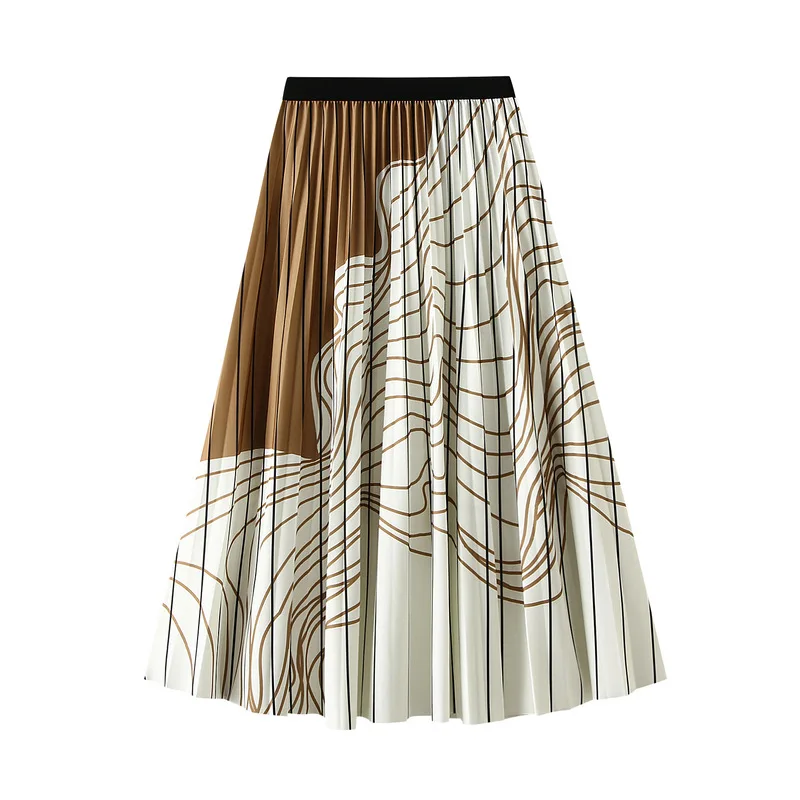 Pleated Skirt Women Spring Summer Mid-Length Design Black and White Contrast Color Irregular Striped Slim Retro Long Skirt Woman
Pleated Skirt Women Spring Summer Mid-Length Design Black and White Contrast Color Irregular Striped Slim Retro Long Skirt Woman