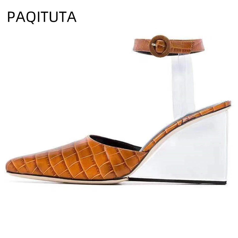 Clear Crystal Wedges Ankle Strap Sandals Women Sexy Pointed Toe Genuine Leather PVC Transparent Party Shoes Summer
Clear Crystal Wedges Ankle Strap Sandals Women Sexy Pointed Toe Genuine Leather PVC Transparent Party Shoes Summer