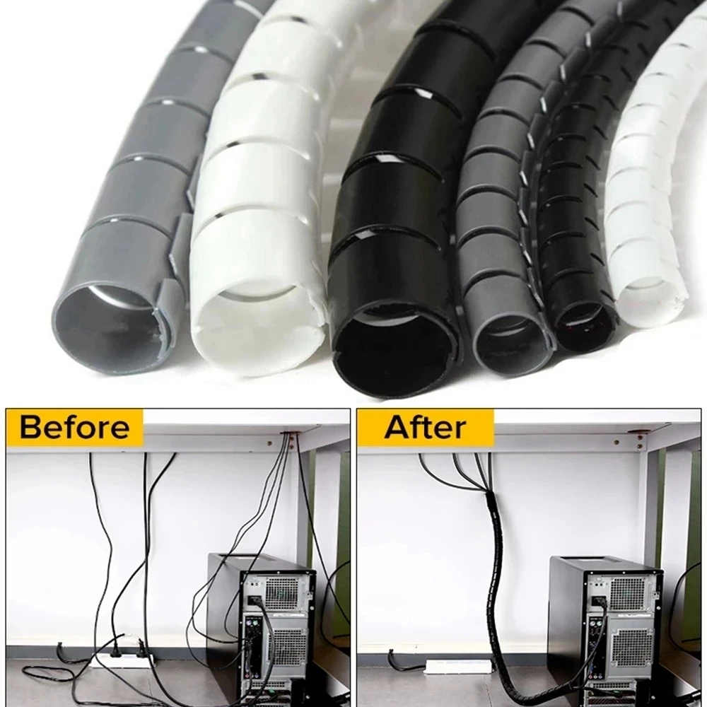 2M/1M Flexible Spiral Cable Wire Protector Cable Organizer Computer Cord Protective Tube Clip Organizer Management Tools 16/10mm
2M/1M Flexible Spiral Cable Wire Protector Cable Organizer Computer Cord Protective Tube Clip Organizer Management Tools 16/10mm