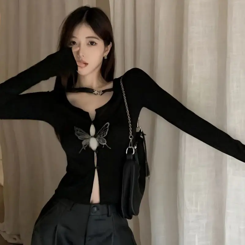 Spring and Summer Pure Wind Butterfly Long Sleeve Small Cardigan T-shirt Women Slim Sensuous Short Crop Sweet Spice Girl Top
Spring and Summer Pure Wind Butterfly Long Sleeve Small Cardigan T-shirt Women Slim Sensuous Short Crop Sweet Spice Girl Top