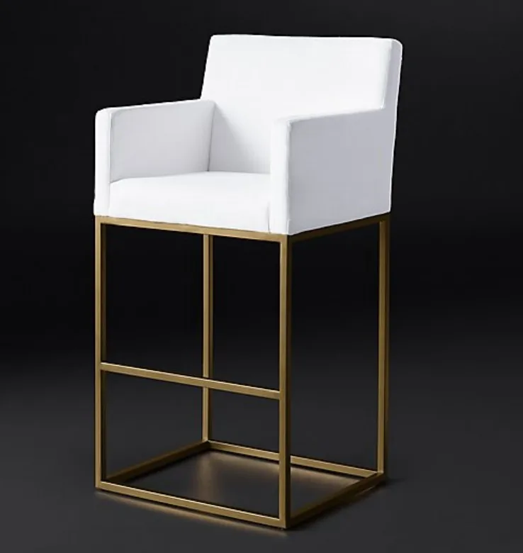 Modernist Stainless Steel Frame Fabric Club Bar Stool In Silver or Gold Frame
Modernist Stainless Steel Frame Fabric Club Bar Stool In Silver or Gold Frame