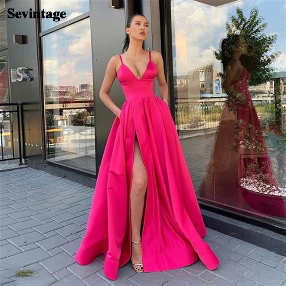 Винтажное атласное платье Sevintage на бретельках для выпускного вечера, вечернее платье с разрезом сбоку, платье в пол для выпускного вечера, строгие платья
Винтажное атласное платье Sevintage на бретельках для выпускного вечера, вечернее платье с разрезом сбоку, платье в пол для выпускного вечера, строгие платья