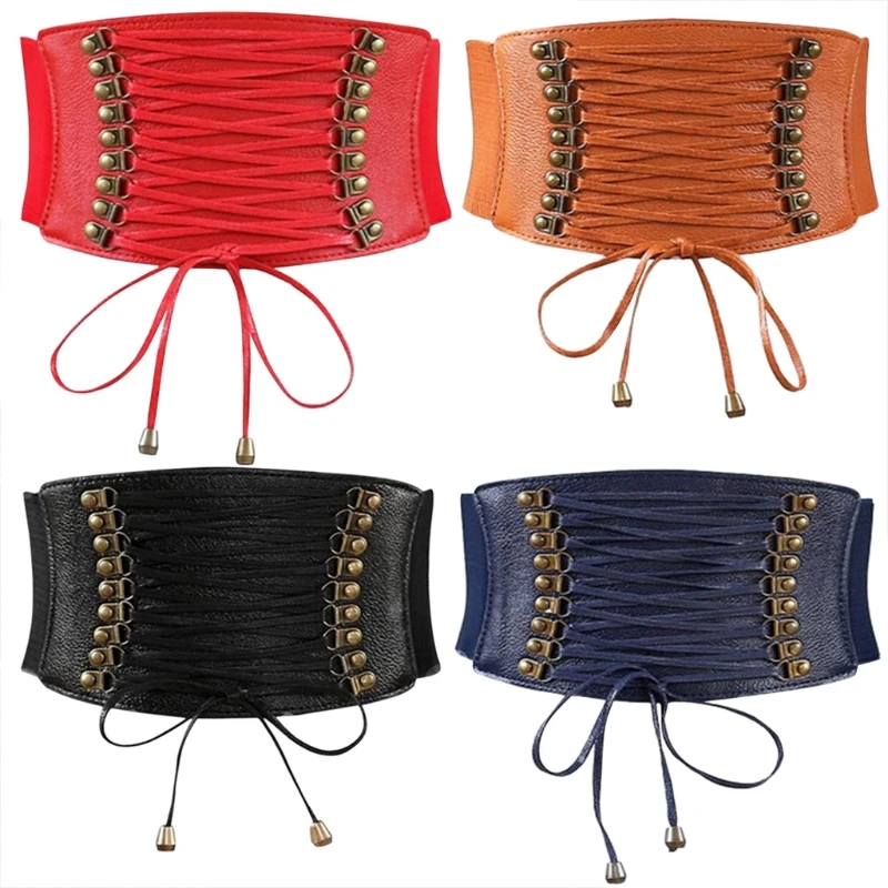 Women Elastic Wide Band Tied Waspie Girl Corset Waist Punk Cincher Belt PU Leather Ladies
Women Elastic Wide Band Tied Waspie Girl Corset Waist Punk Cincher Belt PU Leather Ladies