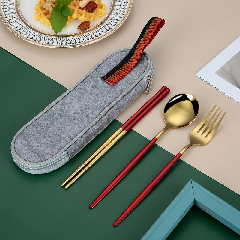 3pcs Stainless Steel Spoon Fork Chopsticks with Storage Bag Portable Picnic Cutlery Set Children's Tableware Kitchen Utensils
3pcs Stainless Steel Spoon Fork Chopsticks with Storage Bag Portable Picnic Cutlery Set Children's Tableware Kitchen Utensils