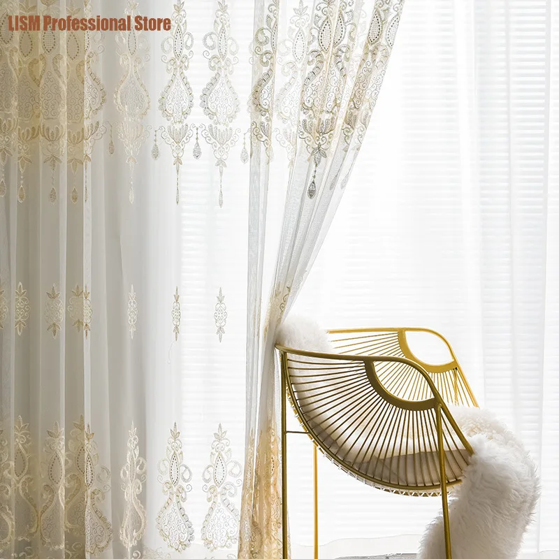 Modern Curtains for Living Room Nordic American Luxury Embroidery Tulle Gold Floral Elegant Romantic extravagance Gauze Tende
Modern Curtains for Living Room Nordic American Luxury Embroidery Tulle Gold Floral Elegant Romantic extravagance Gauze Tende